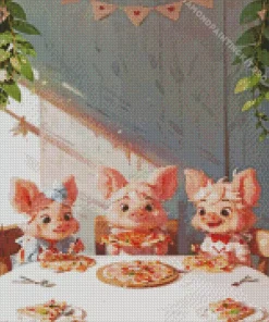 Pig Eating Pizza Diamond Painting