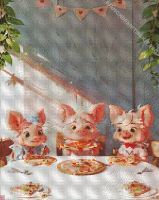 Pig Eating Pizza Diamond Painting