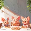 Pig Eating Pizza Diamond Painting