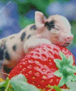 Pig With Strawberry Diamond Painting