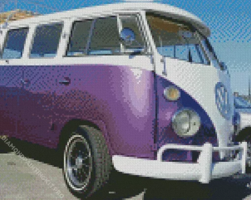 Purple Volkswagen Bus Diamond Painting