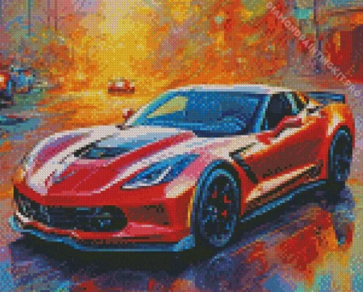Red Fast Car Diamond Painting