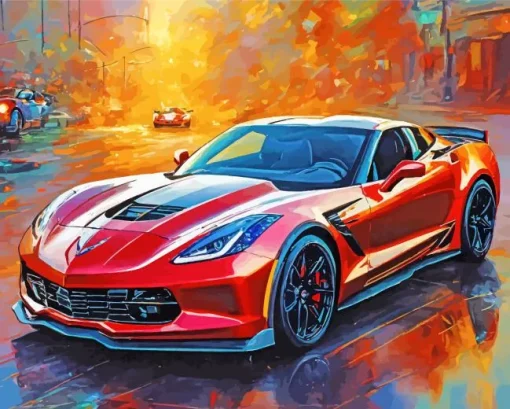 Red Fast Car Diamond Painting