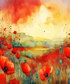 Red Poppy Flowers Art Diamond Painting