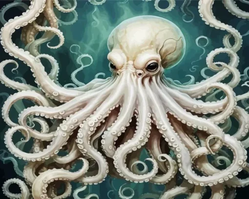 White Ghost Octopus Diamond Painting