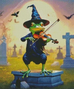 Witch Frog Playing Violin Diamond Painting