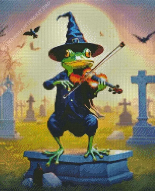 Witch Frog Playing Violin Diamond Painting