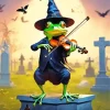 Witch Frog Playing Violin Diamond Painting