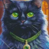 Witch Black Green Eyed Cat Diamond Painting