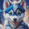 Blue Husky Puppy Diamond Painting