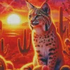 Bobcat And Cactus Diamond Painting