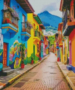 Colombia Bogota Colorful Houses Diamond Painting