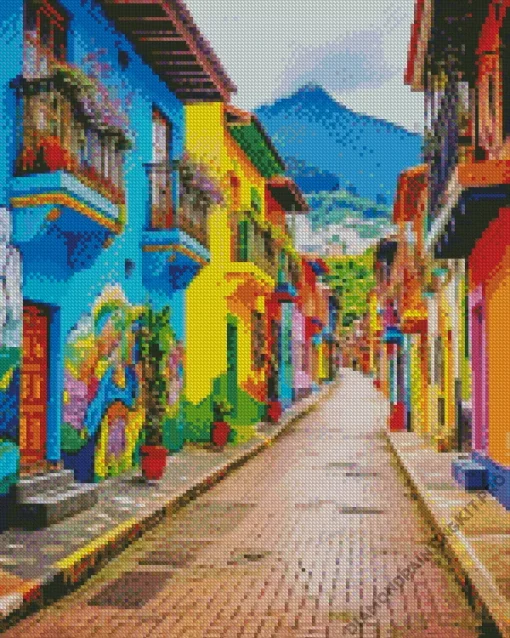 Colombia Bogota Colorful Houses Diamond Painting