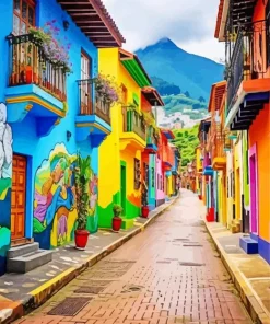 Colombia Bogota Colorful Houses Diamond Painting