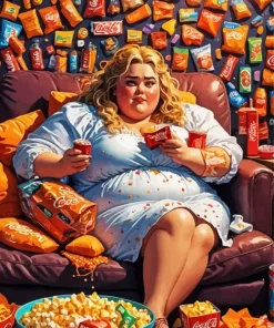 Fat Girl Eating Diamond Painting