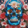 Floral Blue Skull Diamond Painting