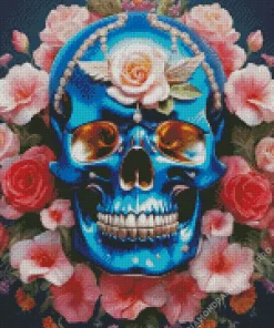 Floral Blue Skull Diamond Painting