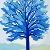 Illustration Blue Tree Diamond Painting