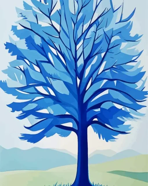 Illustration Blue Tree Diamond Painting