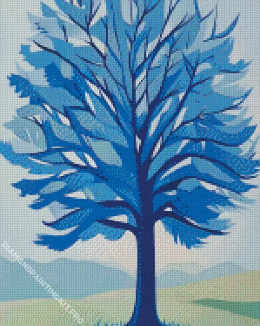 Illustration Blue Tree Diamond Painting