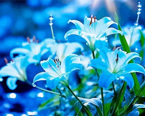 Light Blue Lilies Diamond Painting