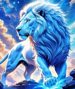 Light Blue Lion Diamond Painting