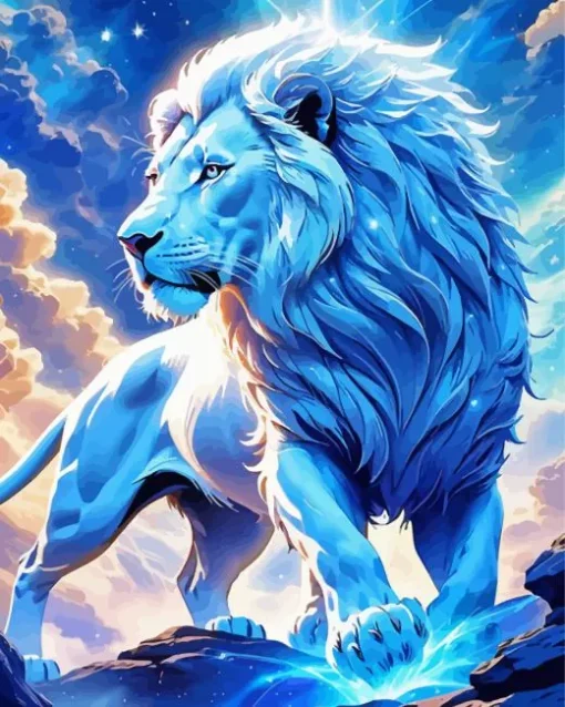Light Blue Lion Diamond Painting