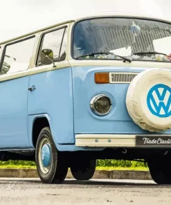 Old Blue Mini Van Diamond Painting