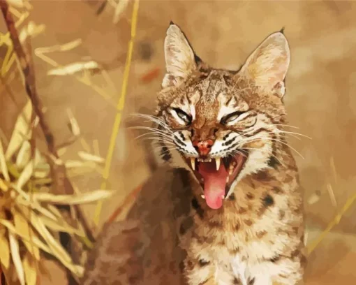 Scary Bobcat Face Diamond Painting