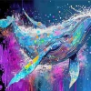 Splatter Blue Whale Art Diamond Painting