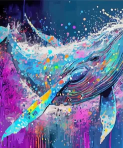 Splatter Blue Whale Art Diamond Painting