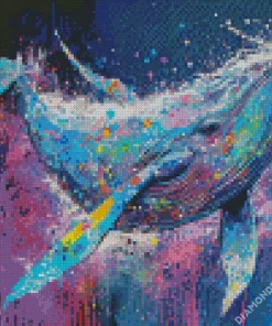Splatter Blue Whale Art Diamond Painting