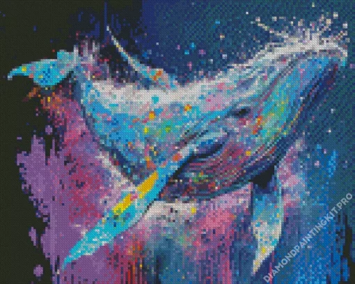 Splatter Blue Whale Art Diamond Painting