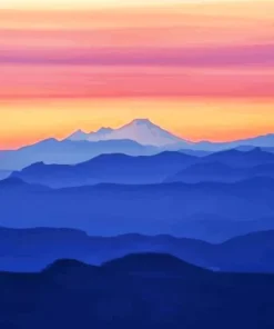 Sunset Over Blue Mountain Diamond Painting
