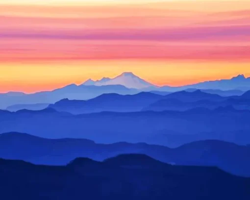 Sunset Over Blue Mountain Diamond Painting