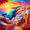 Sunset Bougainvillea Santorini Diamond Painting