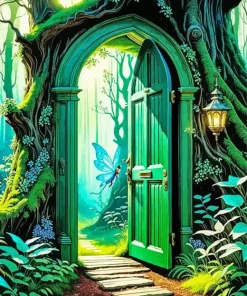 Aesthetic Door In A Forest Diamond Painting