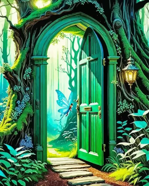 Aesthetic Door In A Forest Diamond Painting