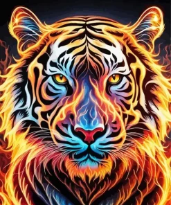 Aesthetic Flaming Tiger Diamond Painting