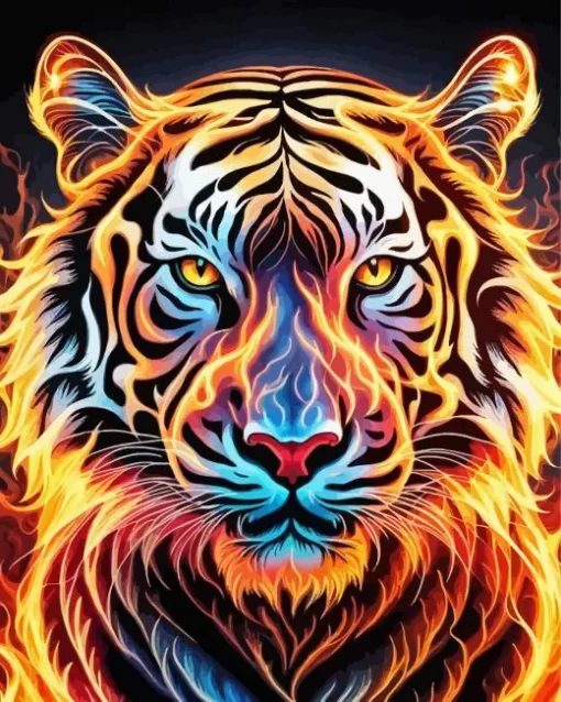 Aesthetic Flaming Tiger Diamond Painting