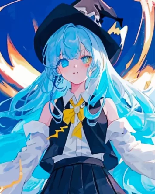 Anime Blue Witch Diamond Painting