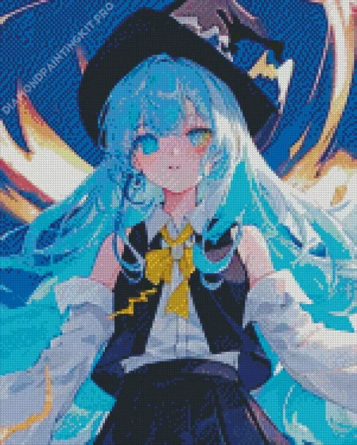 Anime Blue Witch Diamond Painting