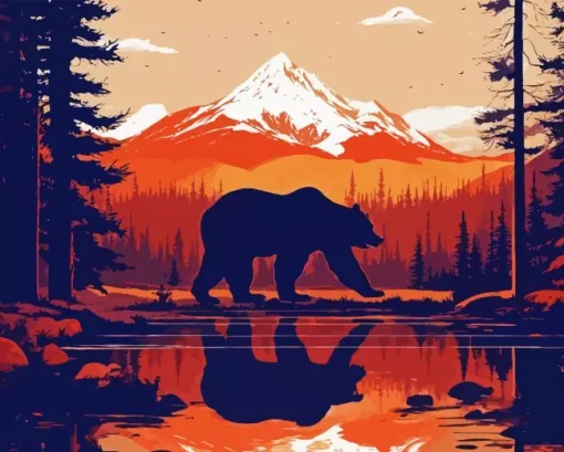 Bear Silhouette Diamond Painting