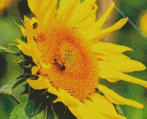 Bee On Sunflower Diamond Painting