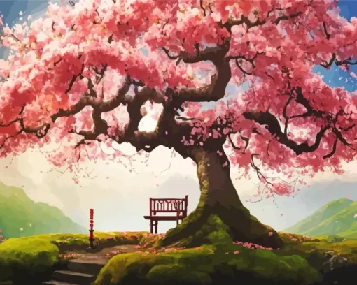 Bench Under A Tree Diamond Painting