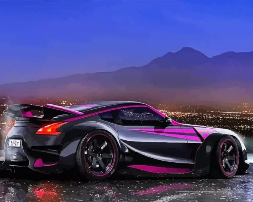 Black And Purple Car Diamond Painting