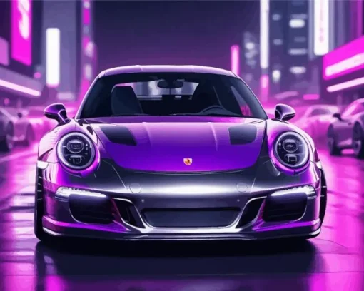 Black And Purple Porsche Diamond Painting