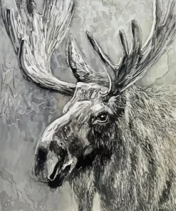 Black And White Moose Diamond Painting