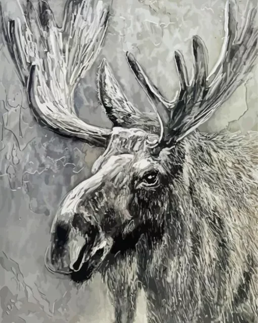 Black And White Moose Diamond Painting