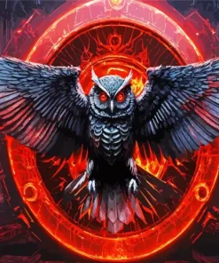 Black Owl With Red Eyes Diamond Painting